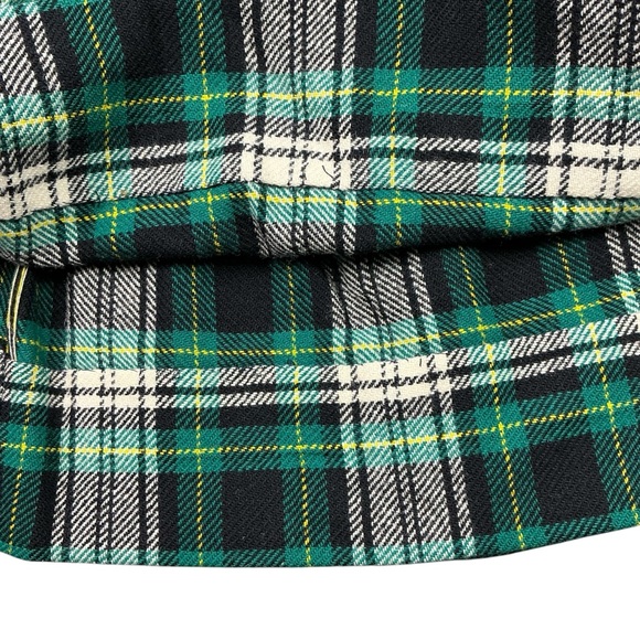 Vintage 1960s wool green plaid kilt style skirt Union made in the USA women's XS - Picture 4 of 6